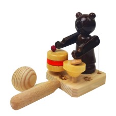 Детская игрушка "Мишаня-барабанщик" 150-01-07 деревянная