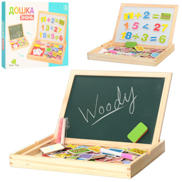 Развивающий набор с двухсторонней досточкой MD 0694 маркер, мел и губка в комплекте
