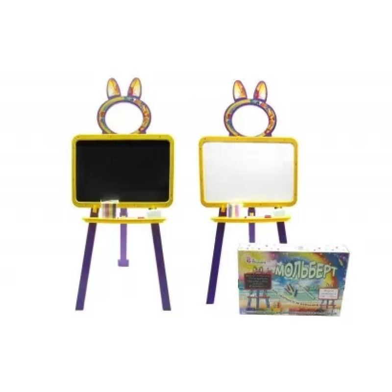 Дитяча дошка для малювання магнітна 013777/4 жовто-фіолетова Дитяча дошка для малювання магнітна 013777/4 жовто-фіолетова