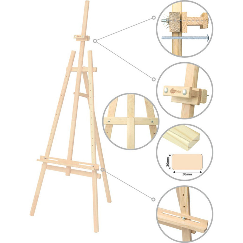 Мольберт №41, Ліра, сосна, 71х80х170см., макс. висота полотна 124см., ROSA Studio GPТ50045599
