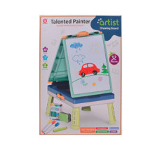 Дитячий двосторонній мольберт на ніжках 050-17 з крейдою, маркерами і губкою (050-17)