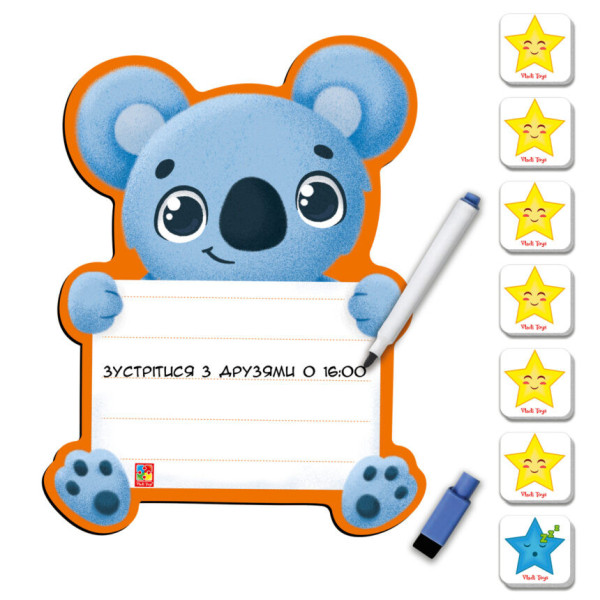 Магнитная доска "Коала" с маркером Vladi Toys VT3601-23 (укр.)(VT3601-23)