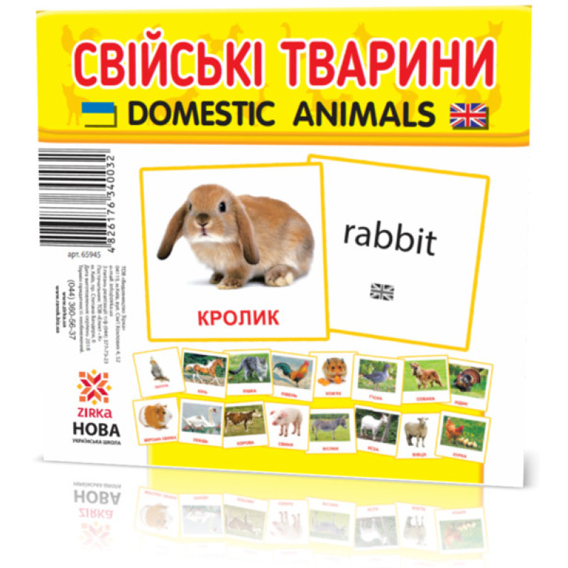 Развивающие карточки "Домашние животные" (110х110 мм) 65945 на укр./англ. языке