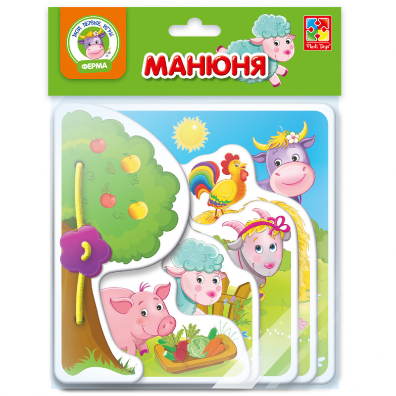 Детская игра-книжечка "Манюня. Ферма" VT2222-04 на укр. языке