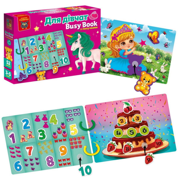 Дитяча розвиваюча книжечка "Бізі бук для дівчат" VT1310-09, 54 елемента (VT1310-09)