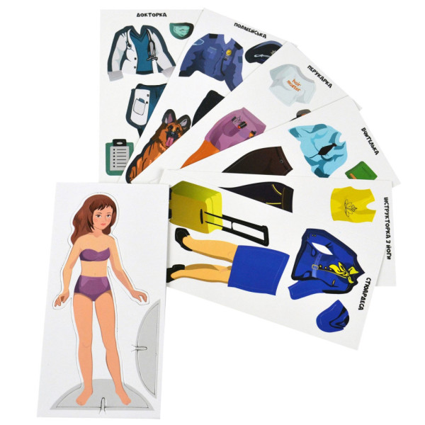 Гра з багаторазовими наклейками "Одевалка Професії" Умняшка 1890-UM (1890-UM)