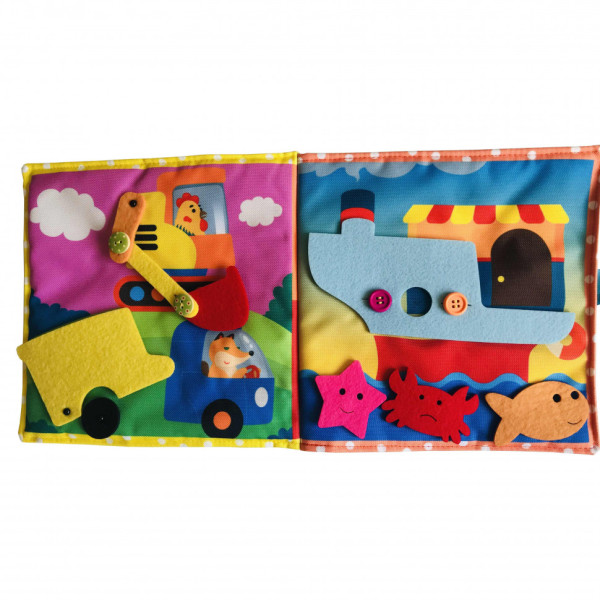 Текстильна розвиваюча книга для малят Bambini "Машинка" 403662 (403662)
