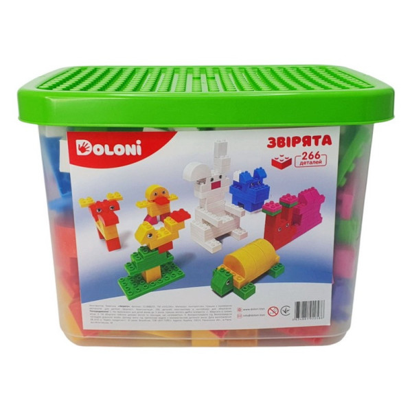 Конструктор "Звірята" 013888/05 в пластиковому боксі, 266 деталей (013888/05-D)