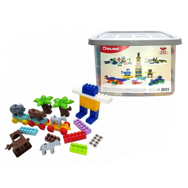 Дитячий блочний конструктор 013999/03 у пластиковому боксі, 252 деталі (013999/03)
