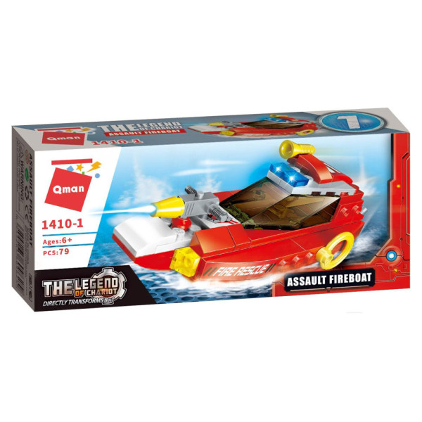 Конструктор Qman 1410-1-8 Пожежна техніка, 79 дет  Assault Fireboat (1410-1)