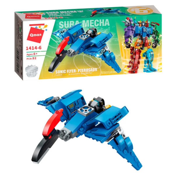 Дитячий Конструктор Qman 1414-1-6 трансформер (робот + динозавр) 93 дет  Pterosaur (1414-6)
