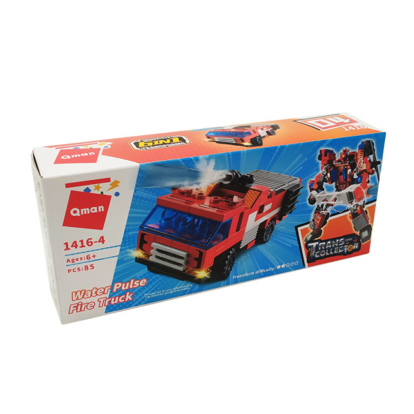 Дитячий Конструктор Qman 1416-1-6 транспорт, 88 дет  Water Pulse Fire Truck (1416-4)