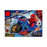 Конструктор дитячий Spiderman MG689 фігурка героя з мотоциклом