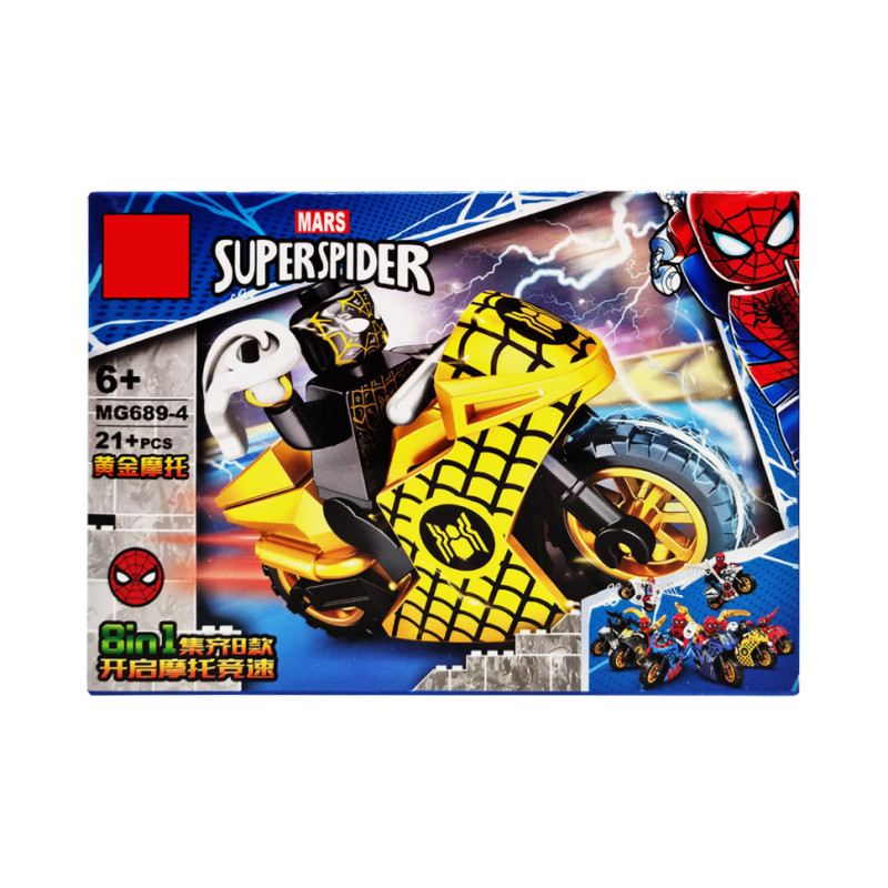 Конструктор дитячий Spiderman MG689 фігурка героя з мотоциклом
