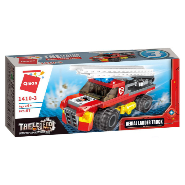 Конструктор Qman 1410-1-8 Пожежна техніка, 79 дет  Aerial Ladder Truck (1410-3)