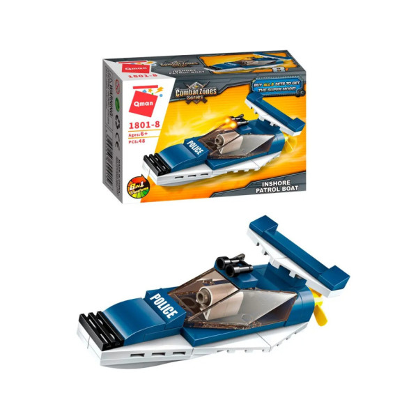Конструктор Qman 1801-1-8 поліція, транспорт, 45-49 деталей  Катер (1801Q-8)