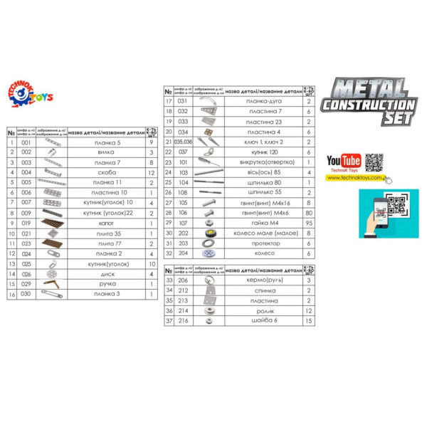 Дитячий Конструктор металевий "Мілітарі"ТехноК 3862TXK, 334 деталі (3862TXK)