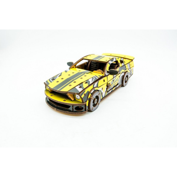 Дерев'яний 3D конструктор "Muscle car GT" Puz-00638, 162 деталі, жовтий                                                     (Puz-00638)