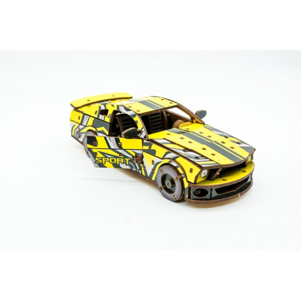 Дерев'яний 3D конструктор "Muscle car GT" Puz-00638, 162 деталі, жовтий                                                     (Puz-00638)