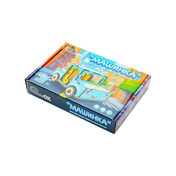 Дитячий дерев'яний 3D конструктор "Машинка" Puz-00930, 43 деталі (Puz-00930)