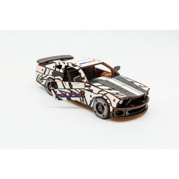 Дерев'яний 3D конструктор "Muscle car GT" Puz-00639, 162 деталі, білий                                                       (Puz-00639)