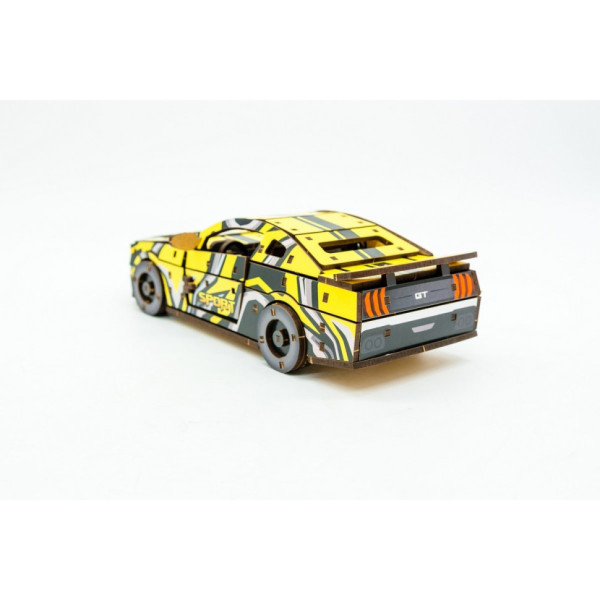 Дерев'яний 3D конструктор "Muscle car GT" Puz-00638, 162 деталі, жовтий                                                     (Puz-00638)