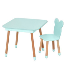 Столик зі стільцем "Ведмедик" 08-025B-BOX з ящиком, бірюзовий (08-025B-BOX)