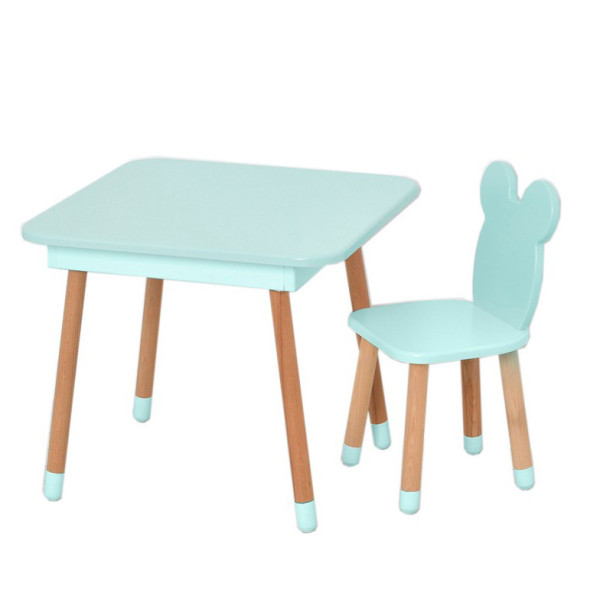 Столик зі стільцем "Ведмедик" 08-025B-BOX з ящиком, бірюзовий (08-025B-BOX)