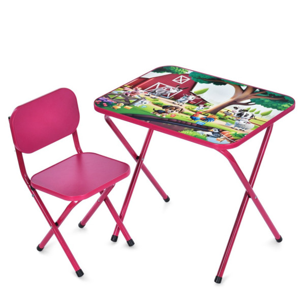 Дитячий столик складаний зі стільчиком M 5968-8 малиновий (M 5968-8)