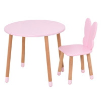 Столик со стулом "Бабочка" 05-025R-ROUND круглый, розовый(05-025R-ROUND)