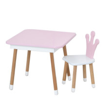 Столик зі стільцем "Корона" 06-025R-BOX з ящиком, рожево-білий (06-025R-BOX)
