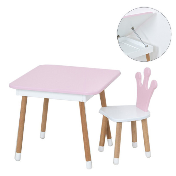 Столик зі стільцем "Корона" 06-025R-BOX з ящиком, рожево-білий (06-025R-BOX)