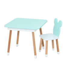 Столик зі стільцем "Ведмедик" 07-025B-BOX з ящиком, бірюзовий (07-025B-BOX)
