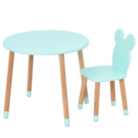Столик со стулом "Мишка" 07-025B-ROUND круглый, бирюзовый(07-025B-ROUND)