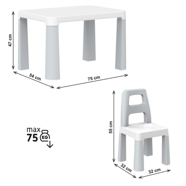 Дитячий стіл з двома стільцями ТехноК 0150TXK світло-сірий (0150TXK)