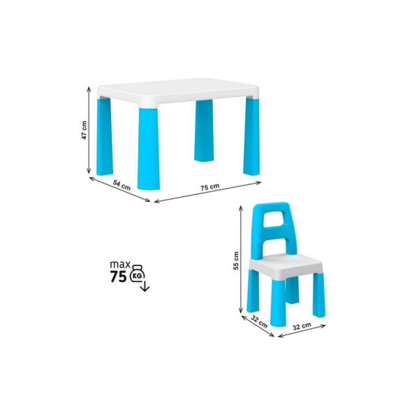 Дитячий стіл із двома стільцями 0471TXK біло-синій  (0471TXK)
