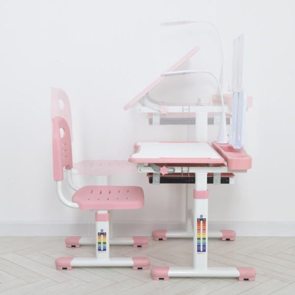 Дитяча Парта M 5068-8-2 зі стільцем, рожевий, підставка для книги (M 5068-8-2)
