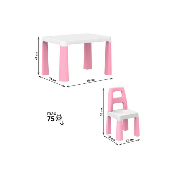 Дитячий стіл із двома стільцями 0457TXK рожевий (0457TXK)