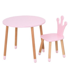 Столик зі стільцем "Корона" 06-025R-ROUND круглий, рожевий (06-025R-ROUND)