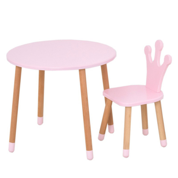 Столик зі стільцем "Корона" 06-025R-ROUND круглий, рожевий (06-025R-ROUND)