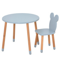 Столик зі стільцем "Ведмедик" 07-025G-ROUND круглий, сірий (07-025G-ROUND)