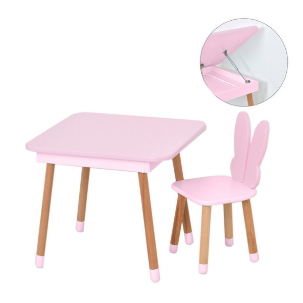 Столик зі стільцем "Метелик" 10-025R-BOX з ящиком, рожевий (10-025R-BOX)