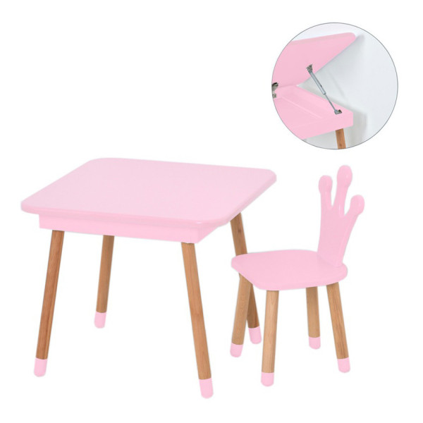Столик зі стільцем "Корона" 09-025R-BOX з ящиком, рожевий (09-025R-BOX)