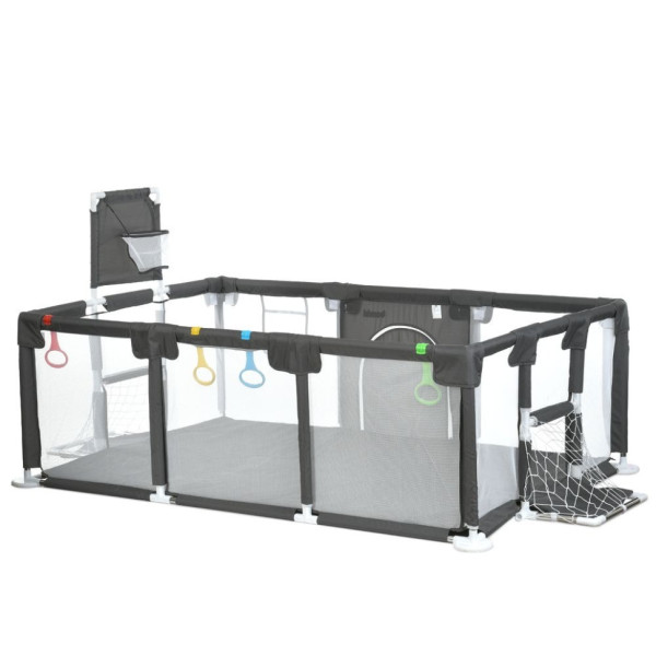 Дитячий манеж MR 1338-G, сірий, з баскетбольним кільцем (MR 1338-G)