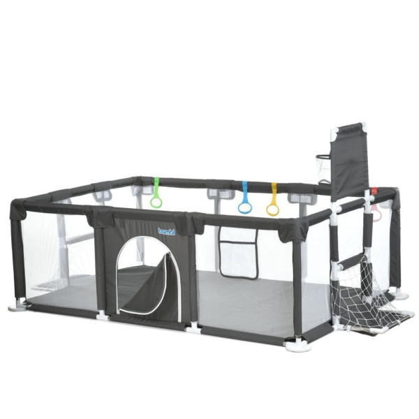 Дитячий манеж MR 1338-G, сірий, з баскетбольним кільцем (MR 1338-G)