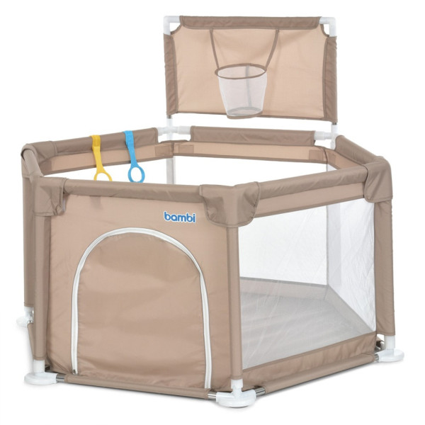 Дитячий манеж MR 1340-BG, бежевий, з баскетбольним кільцем (MR 1340-BG)