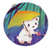 Дерев'яна іграшка Бубон "Машинка з парасолькою" MD 0367-43 діаметр 15 см (MD 0367-43)