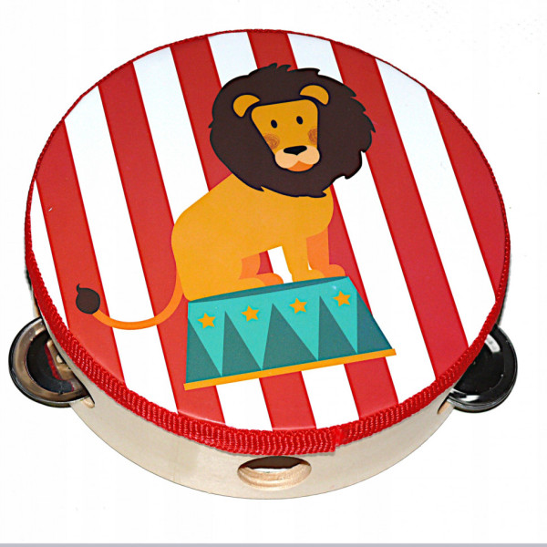 Деревянная игрушка Бубен MD 0367-1 диаметр 15 см Лев в цирке(MD 0367-11)