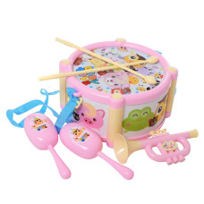 Дитячі Музичні інструменти 890-18 (Pink) барабан, дудка, маракаси (890-18(Pink))