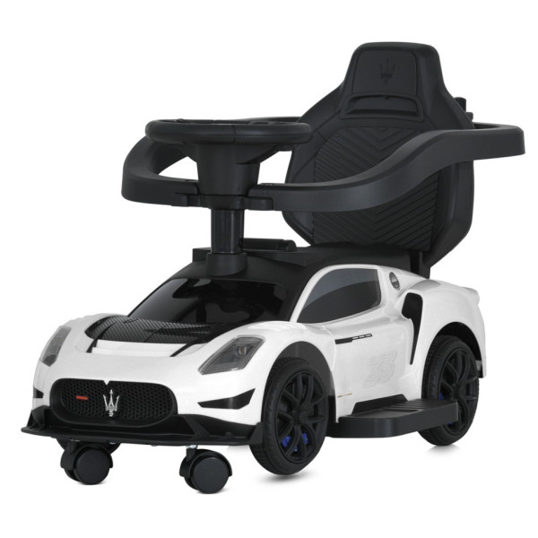 Дитяча каталка-толокар 2 в 1 M 5106-1 білий, з батьківською ручкою (M 5106-1)